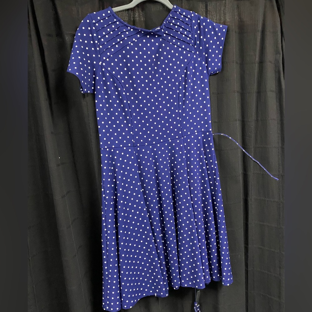 Unique Vintage Navy Polka Dot Dress